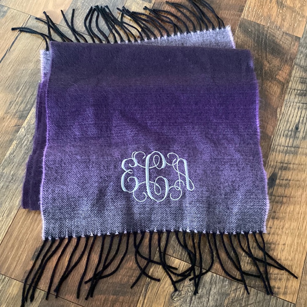 Softer Than Cashmere Monogrammed wrap scarf with fringe